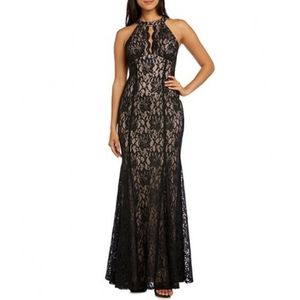 NWT Halter neck, keyhole black formal lace dress